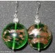 ORECCHINI Lampwork verde foglia oro