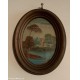 QUADRETTO OVALE CON CORNICE OLIO SU RAME DIPINTO - Paesaggio
